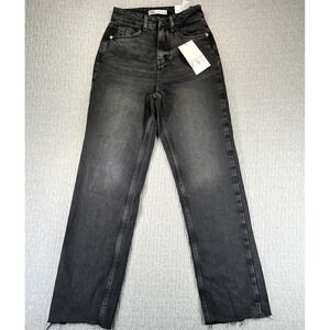 Zara new with tags high-rise straight leg Women (00/22X29) Black hip-hop‎ jeans